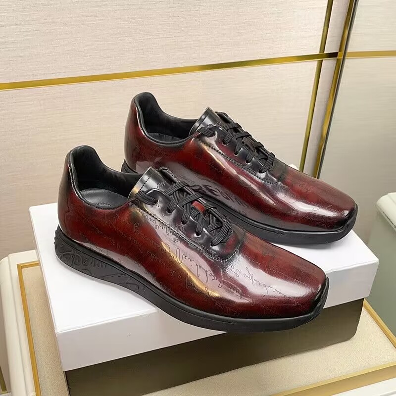 GIÀY BERLUTI Leather Burgundy Sneaker shoes