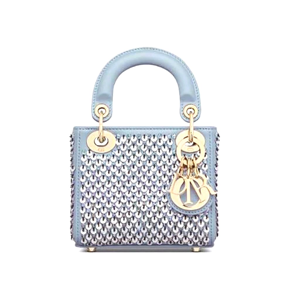 TÚI Dior Women Micro Lady Dior Bag Horizon Blue Embroidered Calfskin with Multicolor Sequins