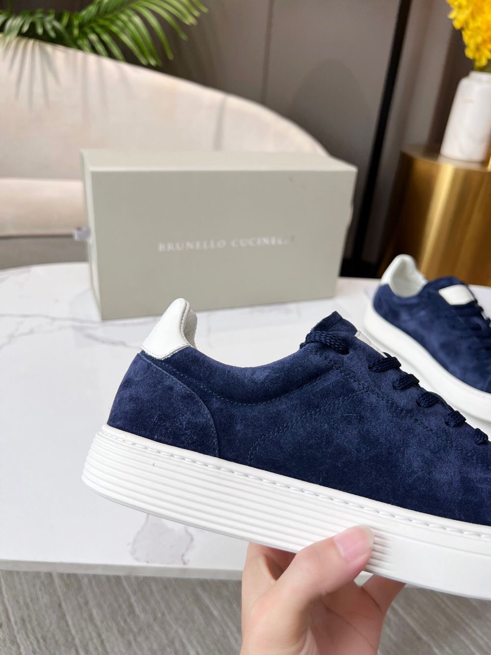 GIÀY BRUNELLO CUCINELLI Suede Blue Sneaker shoes