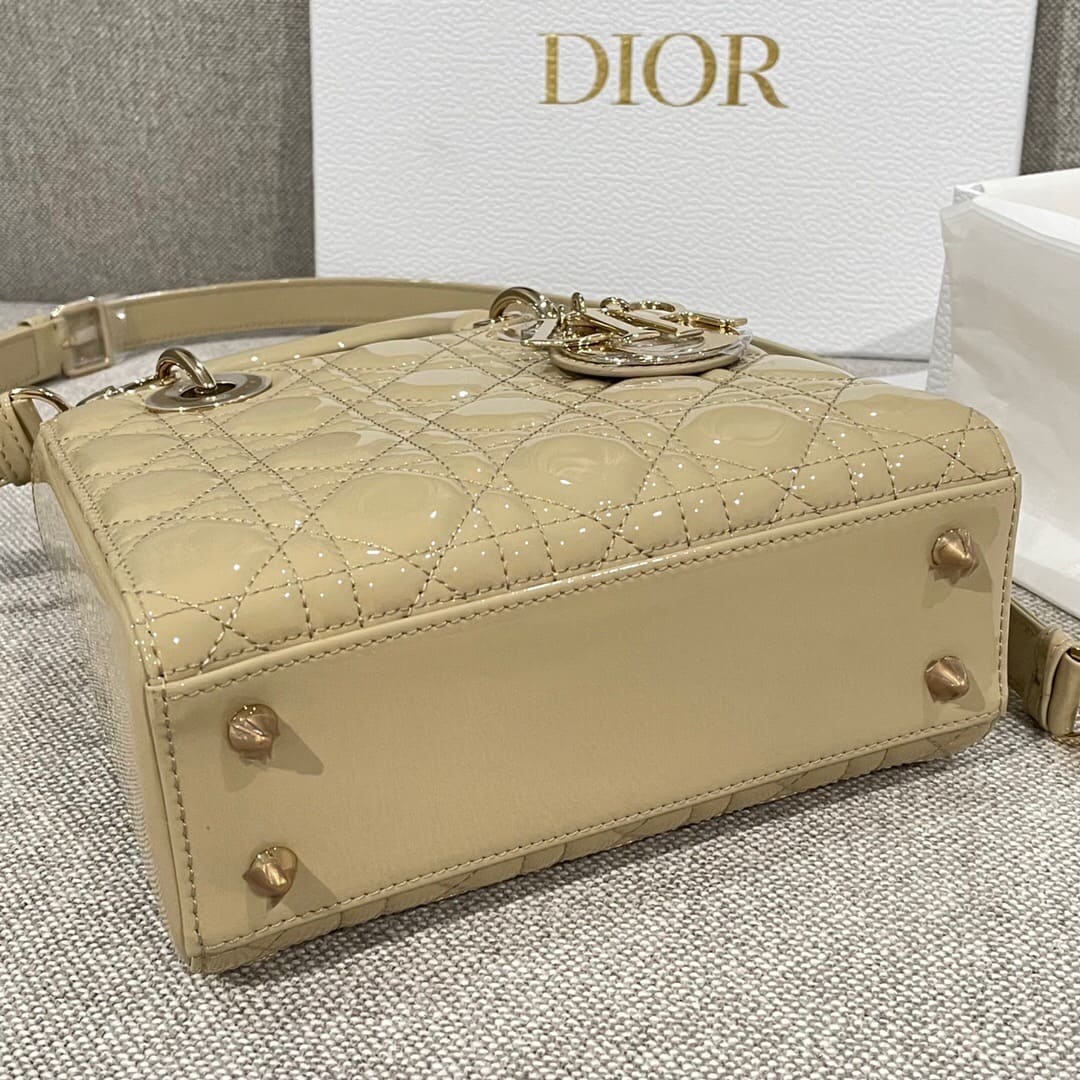 TÚI CHRISTIAN DIOR LADY DIOR Cannage Calfskin Gloss Yellow