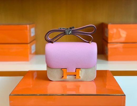 Túi Hermes Constance Epsom mallow purple Gold Hardware Handmade khâu tay 18cm