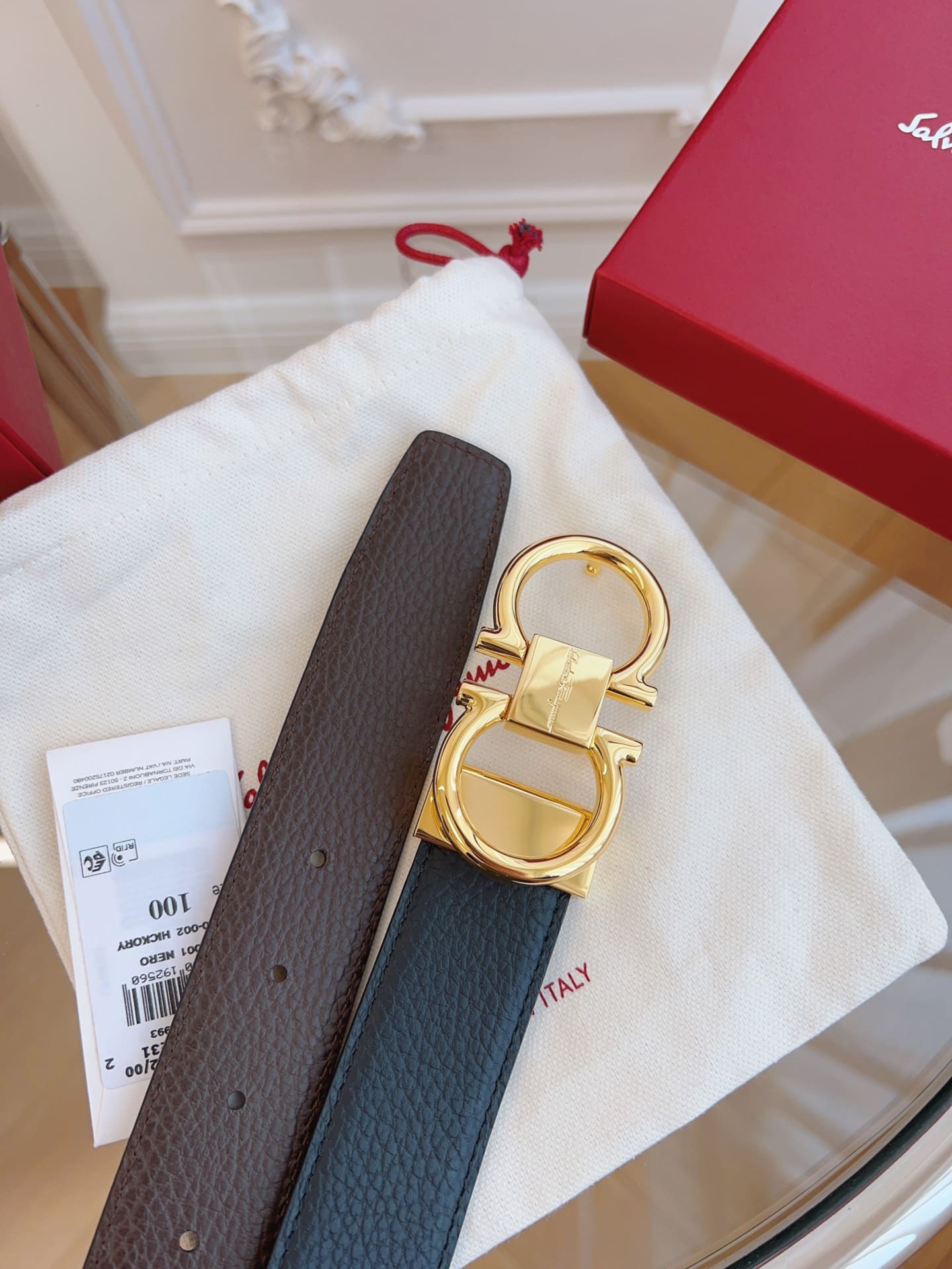 DÂY LƯNG Salvatore Ferragamo Adjustable Gancini Belt Khóa vàng