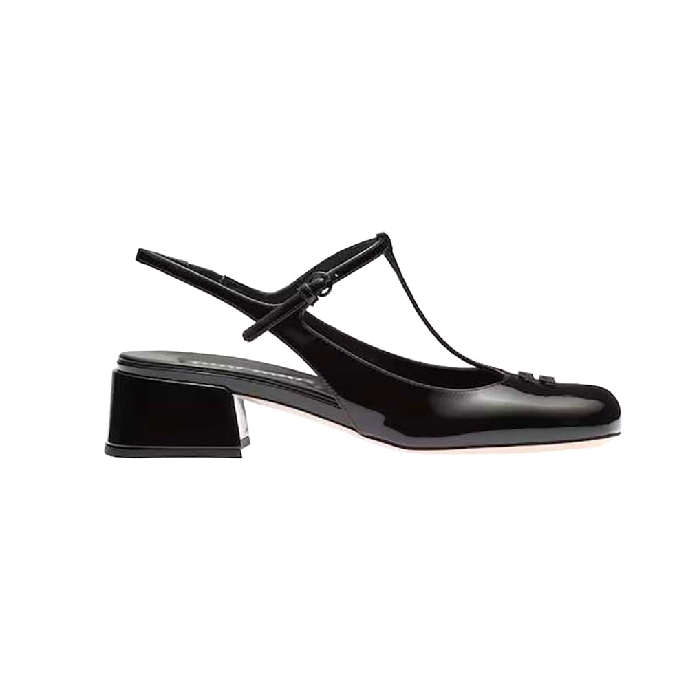 GIÀY Miu Miu Women Patent Leather Slingback Pumps-Black