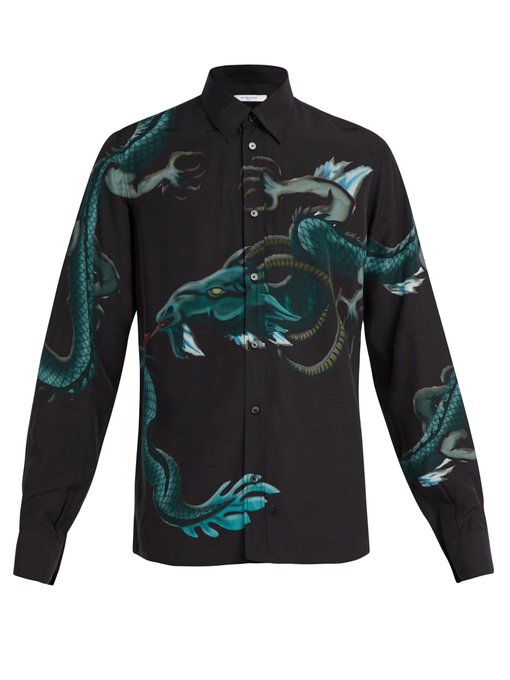 ÁO SƠ MI GIVENCHY Dragon-print crepe shirt