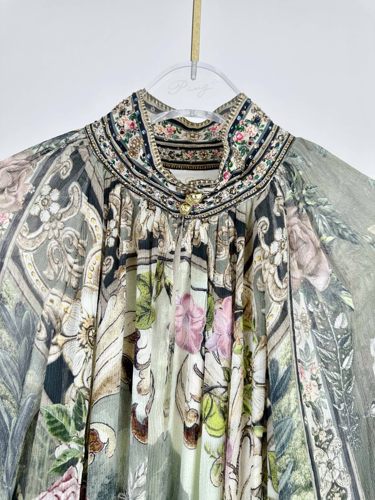 VÁY CAMILLA Silk Embellished V-Neck Maxi Dress High Classy