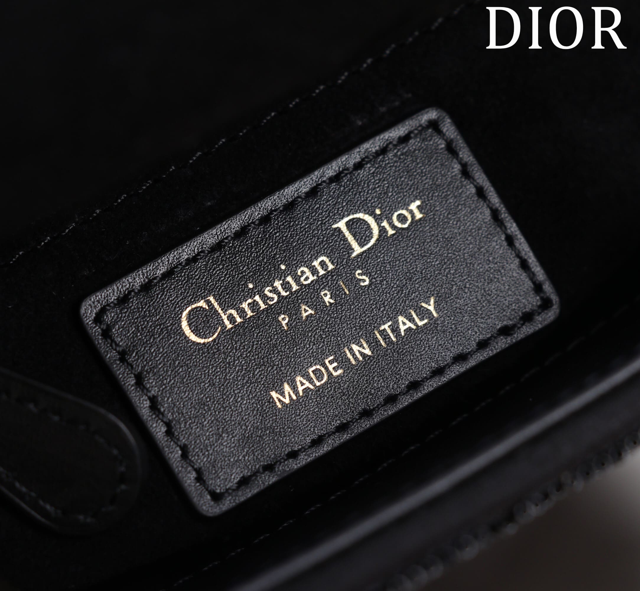 TÚI CHRISTIAN DIOR LADY DIOR Cannage Calfskin with Platinum Beaded Embroidery Black