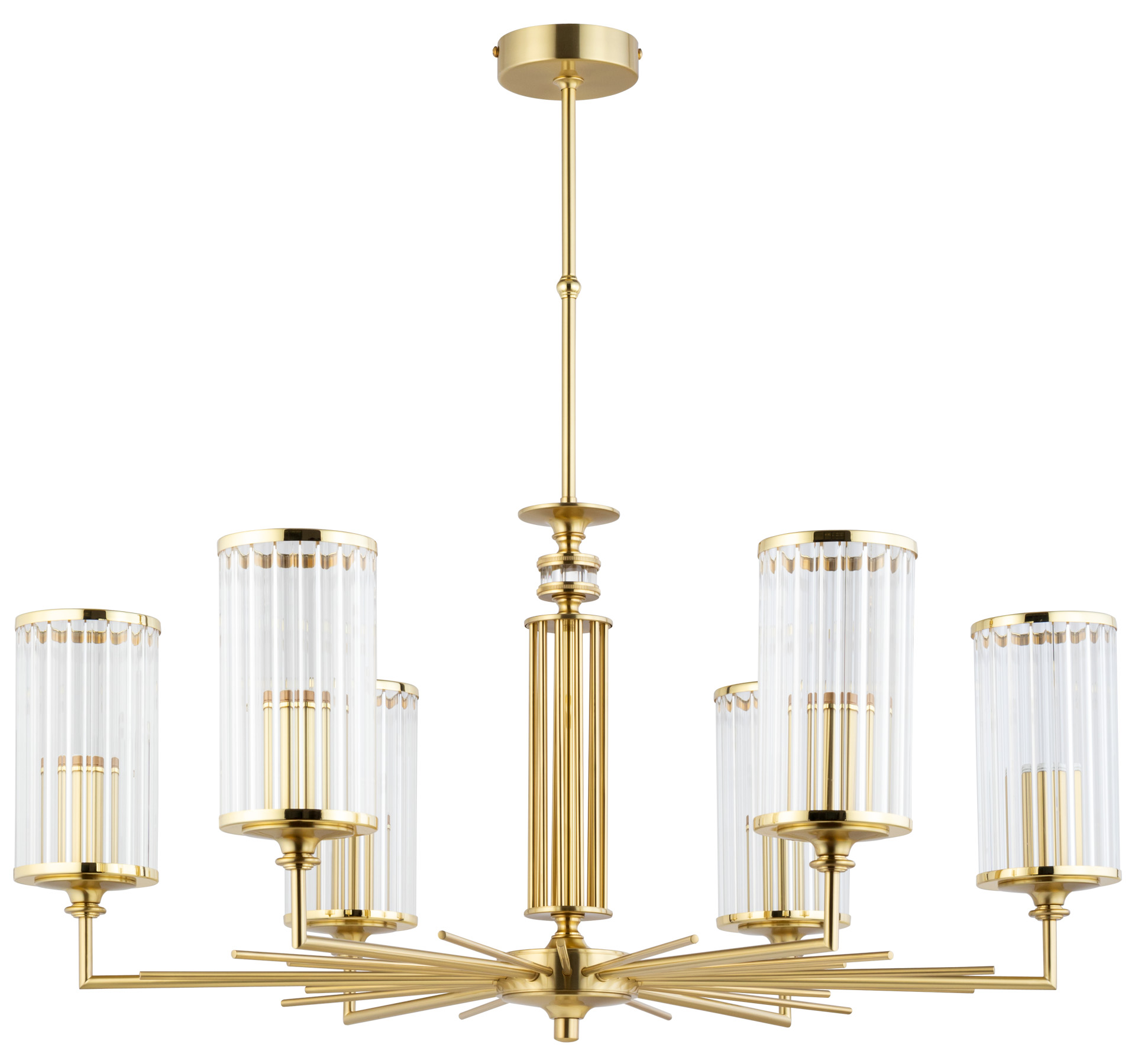 ĐÈN trần BAIDANA 6 Lights Gold Chandelier With Glass Shades