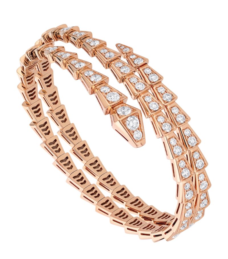 Vòng tay BVLGARI Small Rose Gold and Diamond Serpenti Viper Bracelet vàng hồng 18K