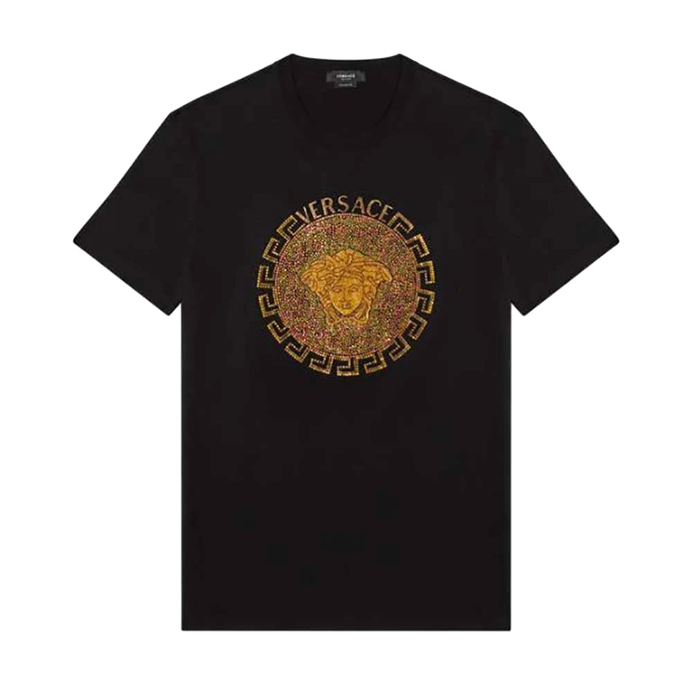 ÁO VERSACE Embellished Medusa T-shirt in Cotton-Black Unisex