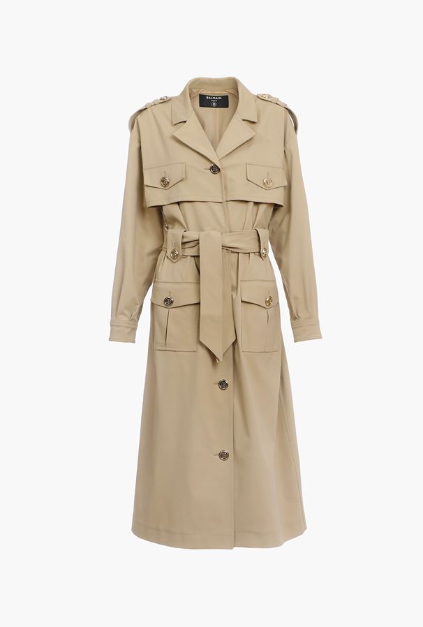 ÁO BALMAIN Beige trench with gold-tone buttons