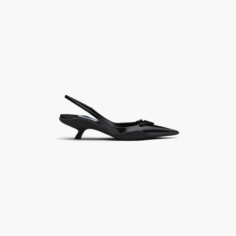 GIÀY PRADA Brushed leather slingback pumps