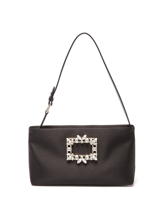 TÚI ROGER VIVIER Nightlily crystal-buckle satin shoulder bag