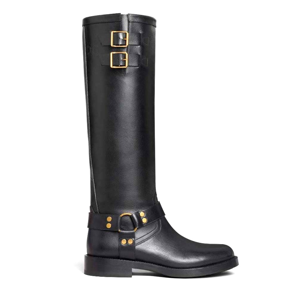 GIÀY Celine Women High Boot Celine Biker in Calfskin – Vegetal Tanning-Black