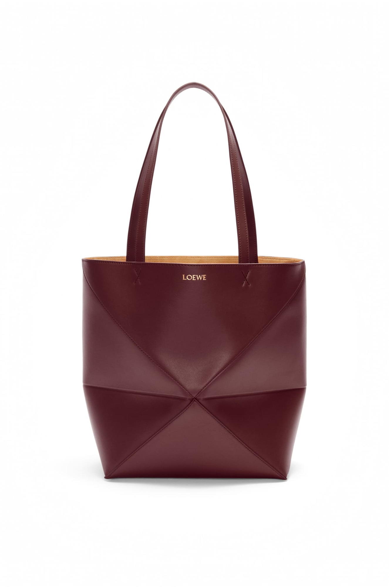 Túi LOEWE Puzzle Fold Tote in shiny calfskin burgundy