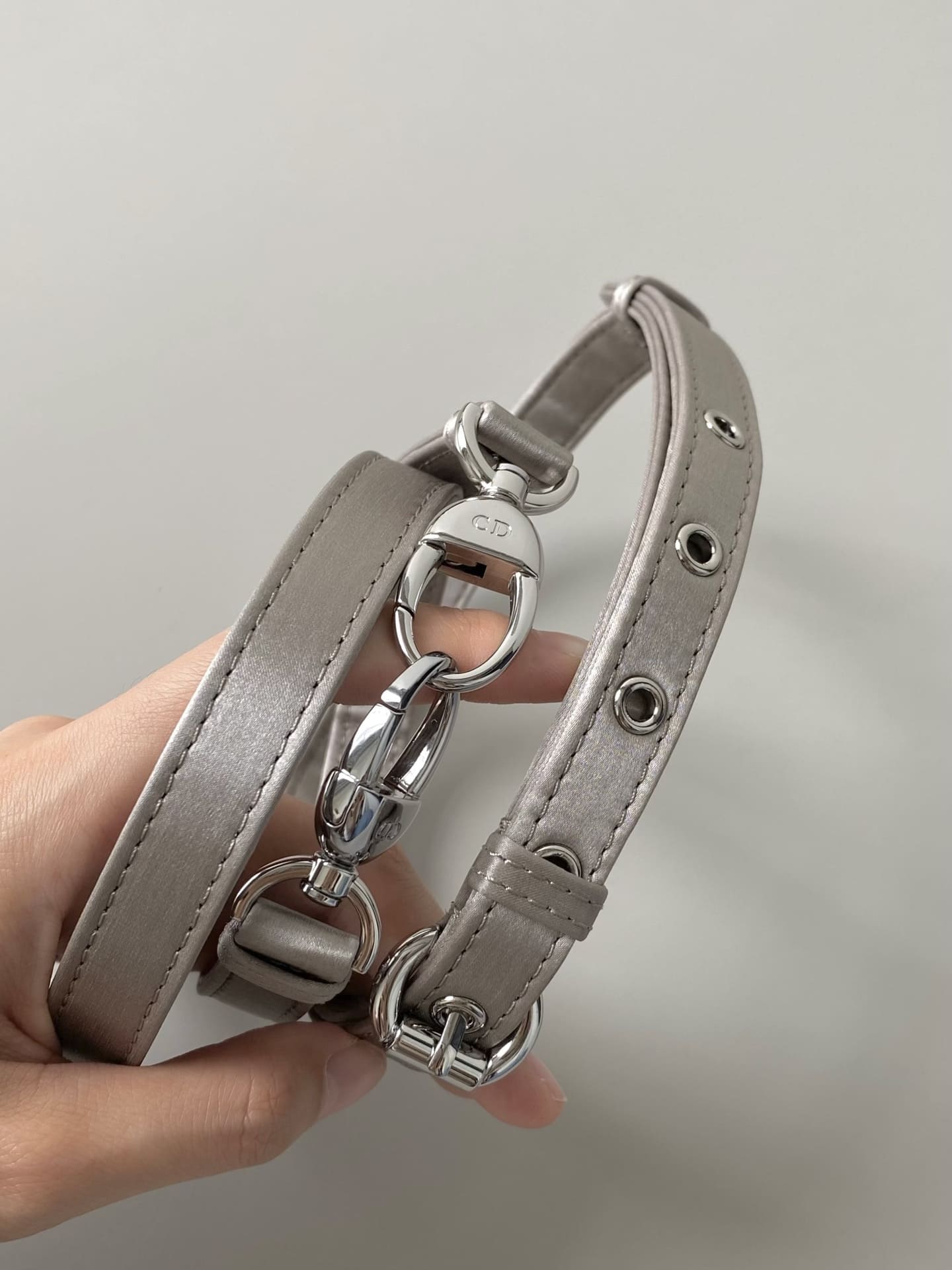 TÚI Dior Women Mini Lady Dior Bag Gray Strass Cannage Satin Top Quality