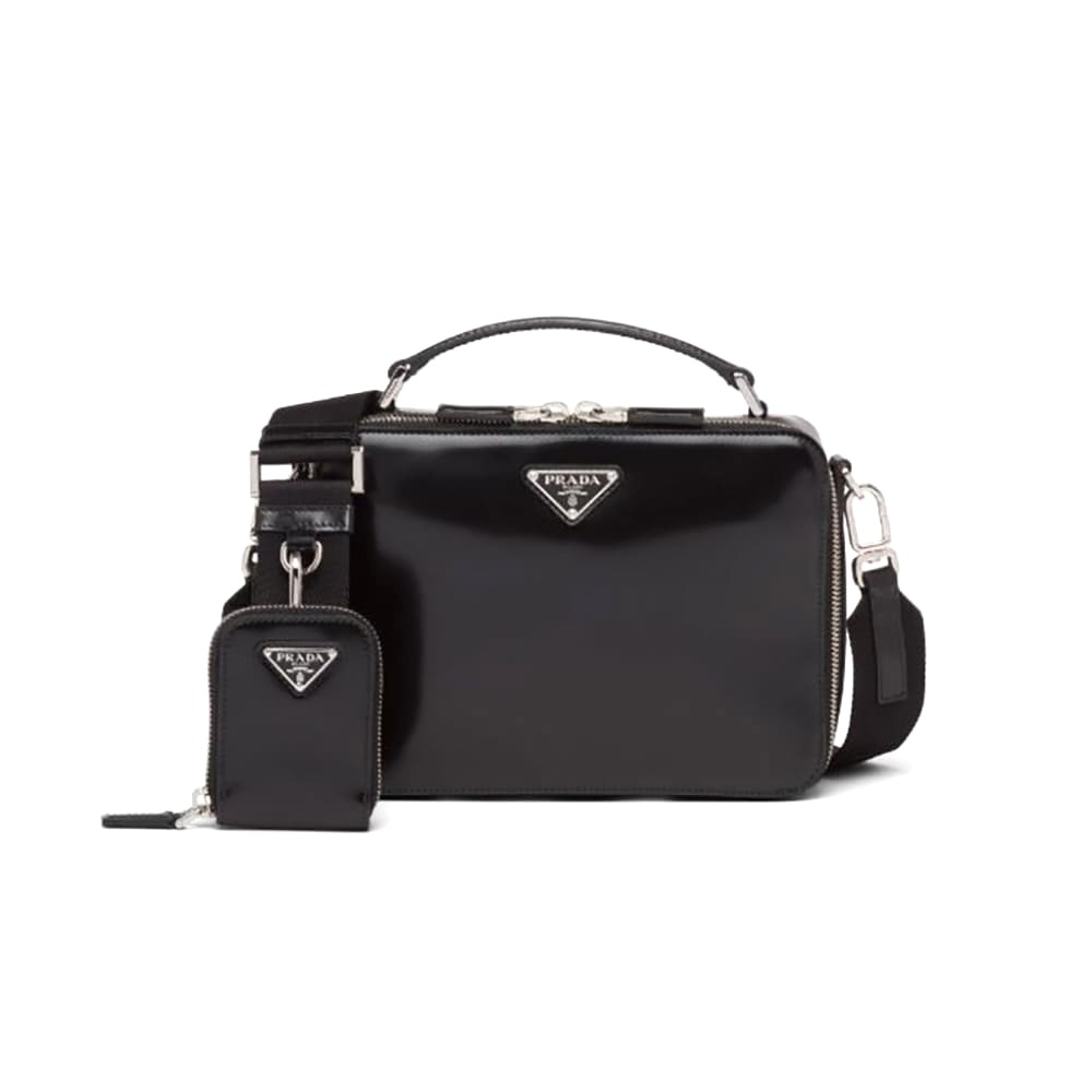 TÚI Prada Women Prada Brique Brushed Leather Bag-Black