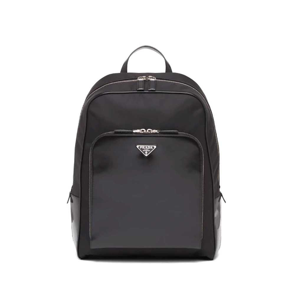 BALO PRADA Men Re-Nylon and Leather Backpack-Black