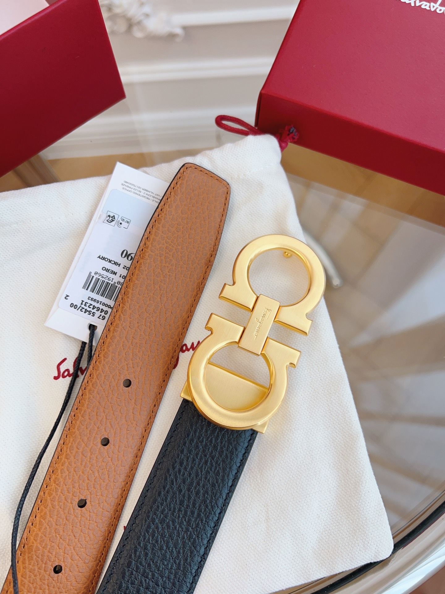 DÂY LƯNG Salvatore Ferragamo Adjustable Gancini Belt Khóa vàng