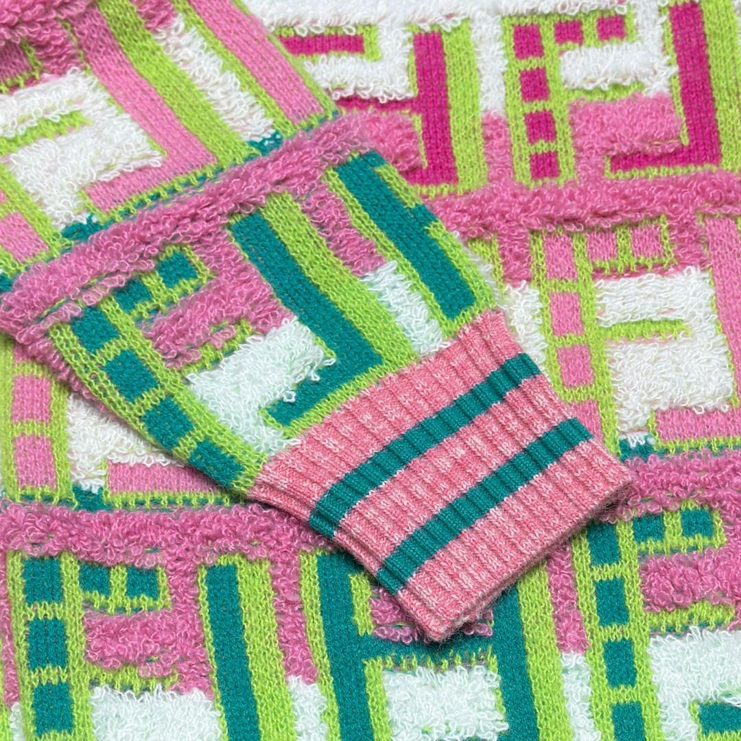 ÁO FENDI Cashmere Green and Pink Sweater
