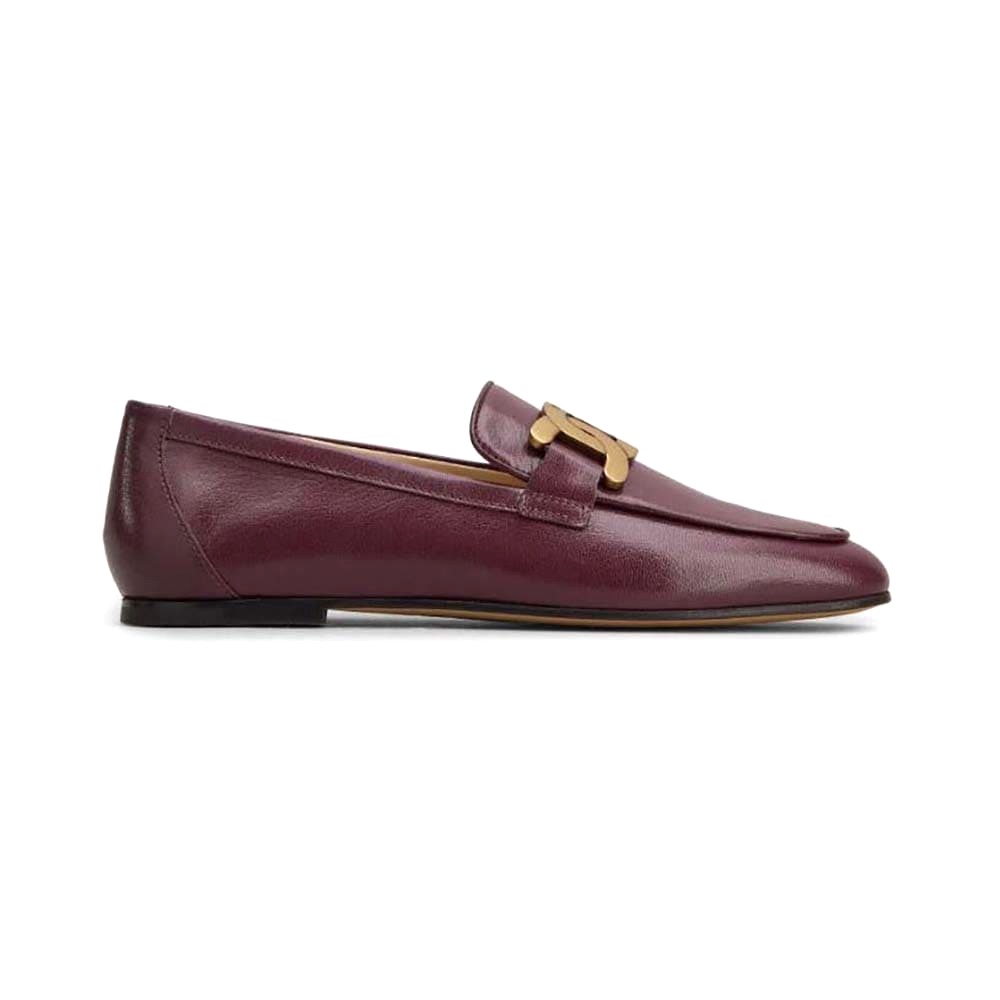 GIÀY TODS Women Kate Loafers in Leather with A Metal Branded-Maroon