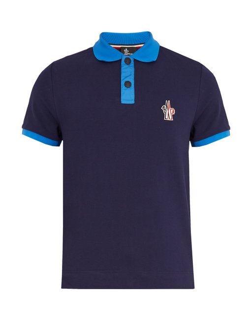 ÁO POLO MONCLER Contrast-trim logo-appliqué cotton polo shirt