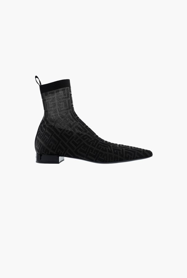 GIÀY BALMAIN Fuchsia pink debossed suede Roni ankle boots with Balmain monogram