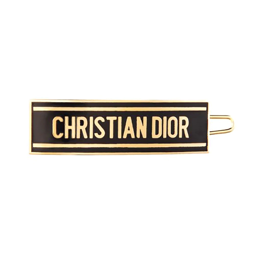 Kẹp tóc Dior-ID Barrette Gold-Finish Metal and Black Lacquer