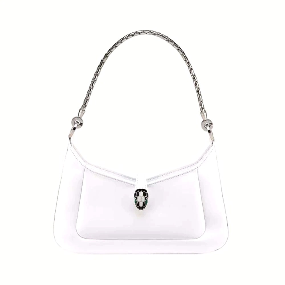 TÚI BVLGARI Women Serpenti Baia Small Shoulder Bag in Calf Leather-White