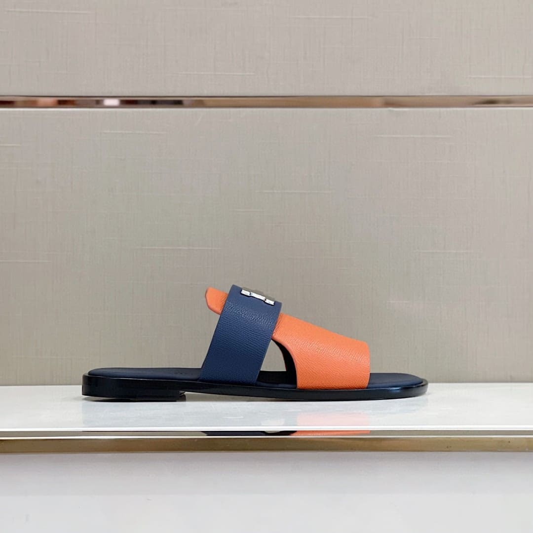 DÉP HERMES ARLES MULE ORANGE BLUE SANDAL AAA