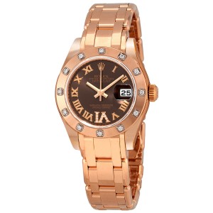 ĐỒNG HỒ ROLEX Lady-Datejust Pearlmaster Chocolate Brown Dial 18K Everose Gold Automatic