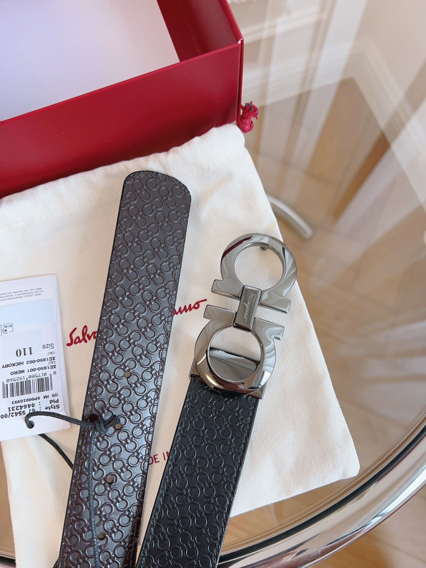 DÂY LƯNG Salvatore Ferragamo Adjustable Gancini Belt Khóa bạc
