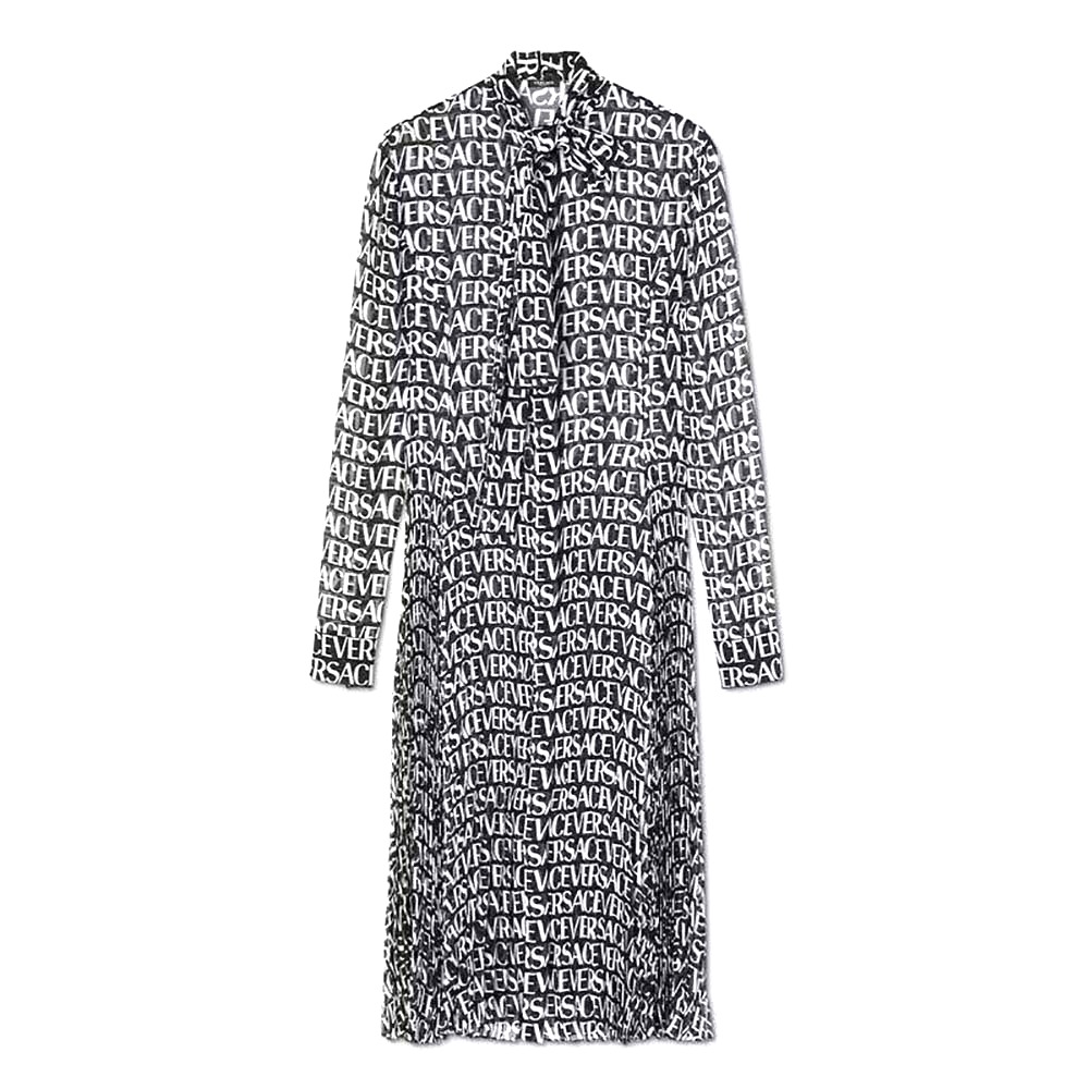 VÁY Versace Women Allover Midi Shirt Dress-Black