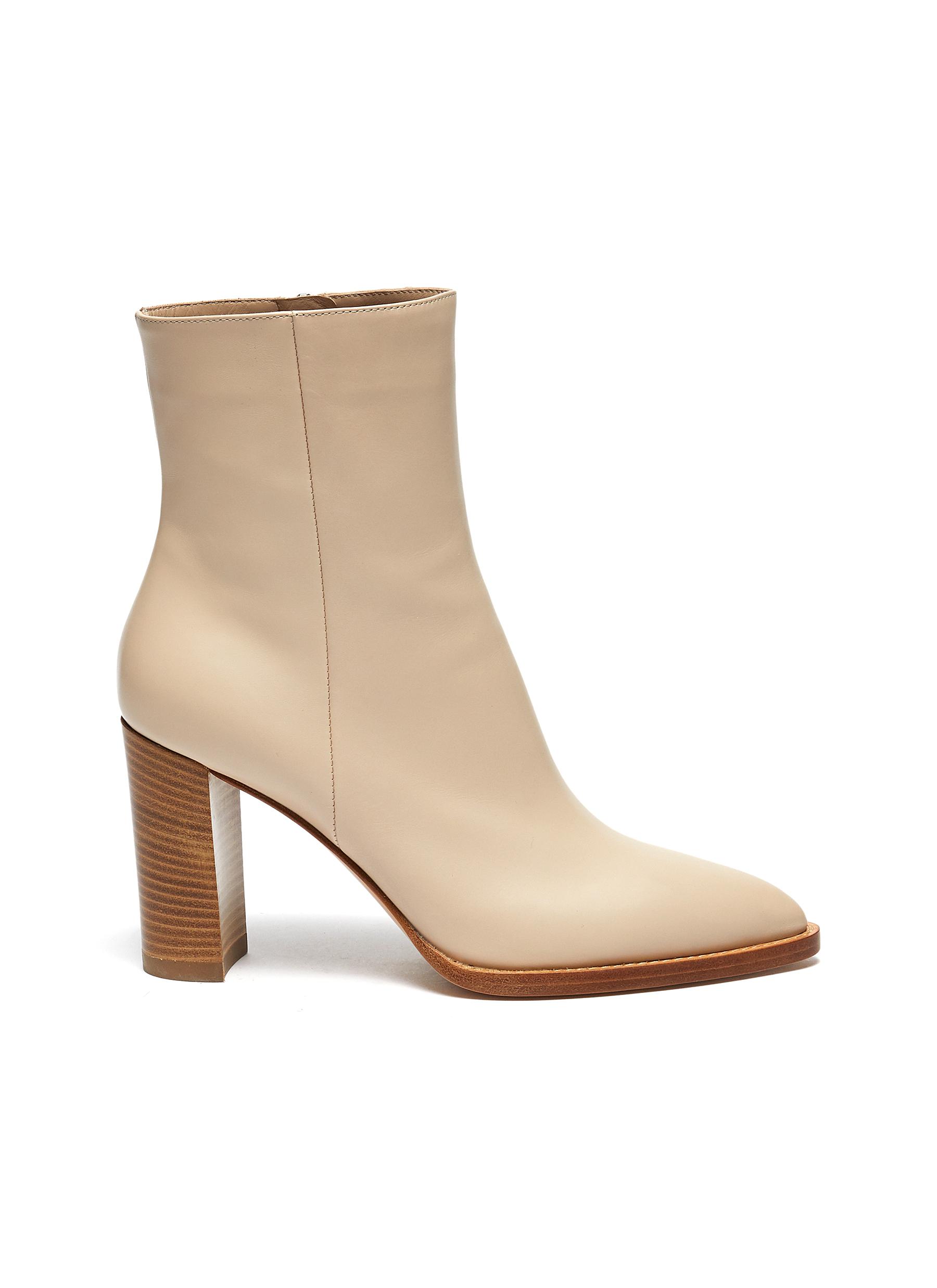GIÀY GIANVITO ROSSI RIVER' POINT TOE CALFSKIN LEATHER ANKLE BOOTS