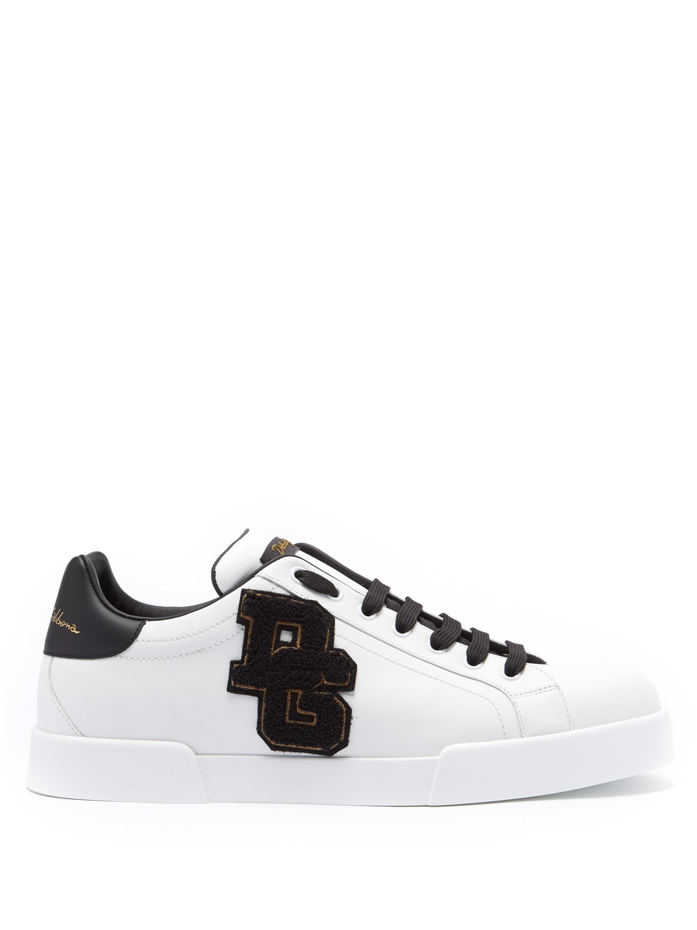 GIÀY DOLCE & GABBANA  Logo-appliqué low-top leather trainers