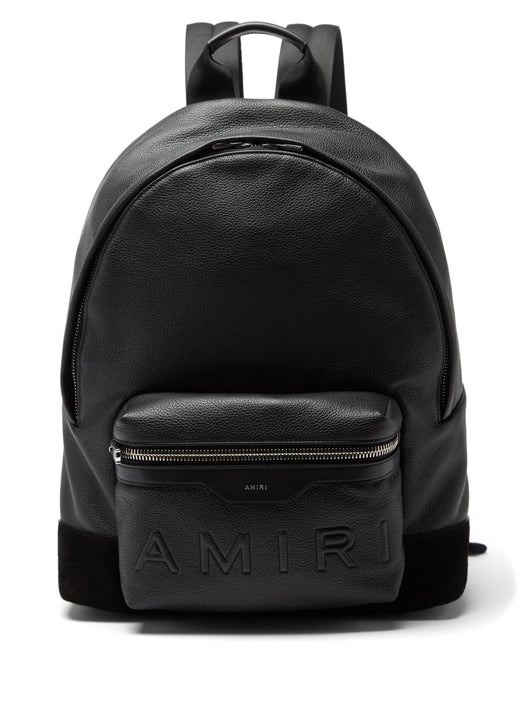 BALO AMIRI Logo-embossed grained-leather backpack