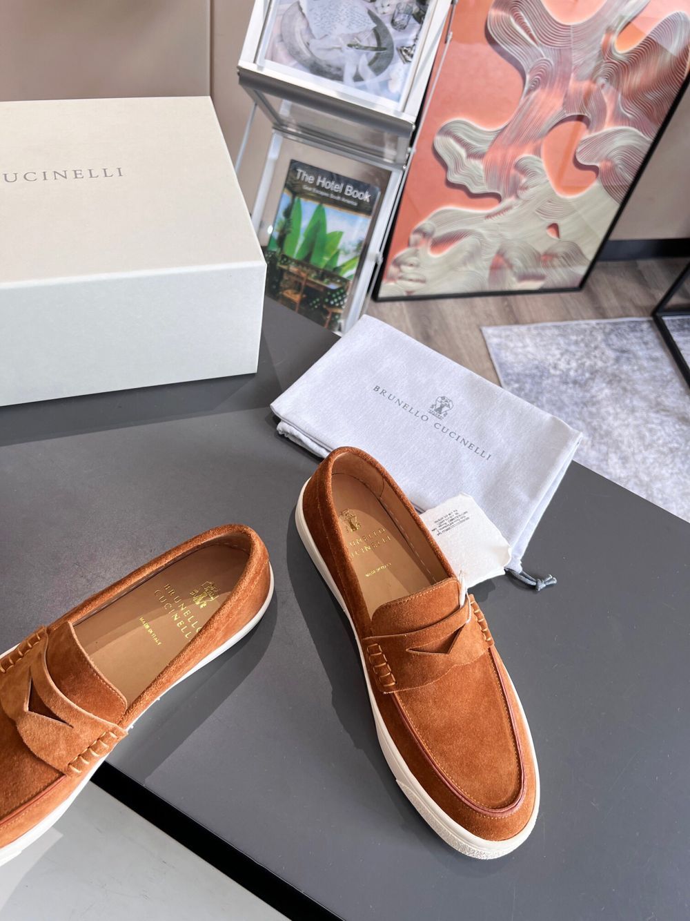 GIÀY BRUNELLO CUCINELLI Suede Brown loafer shoes