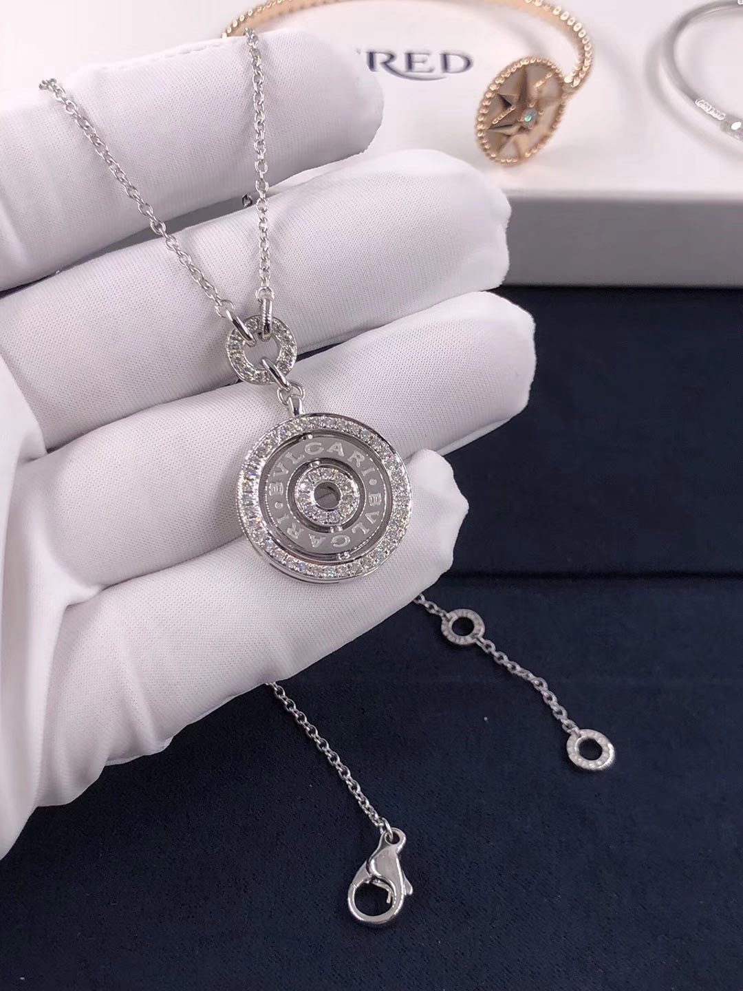 DÂY CHUYỀN VÀNG TRẮNG BVLGARI Cerchi Astrale Diamond 18K Rose Gold Necklace