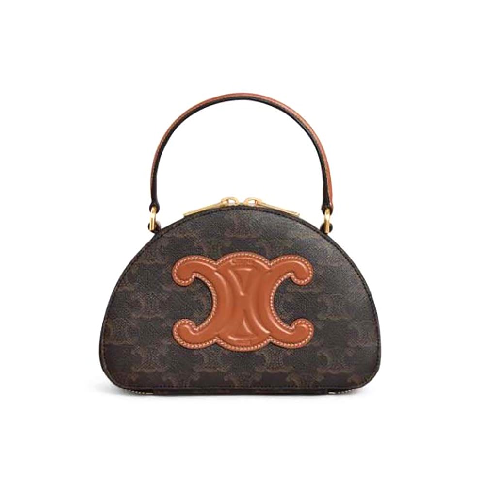 TÚI Celine Women Half Moon Case Cuir Triomphe in Triomphe Canvas and Calfskin