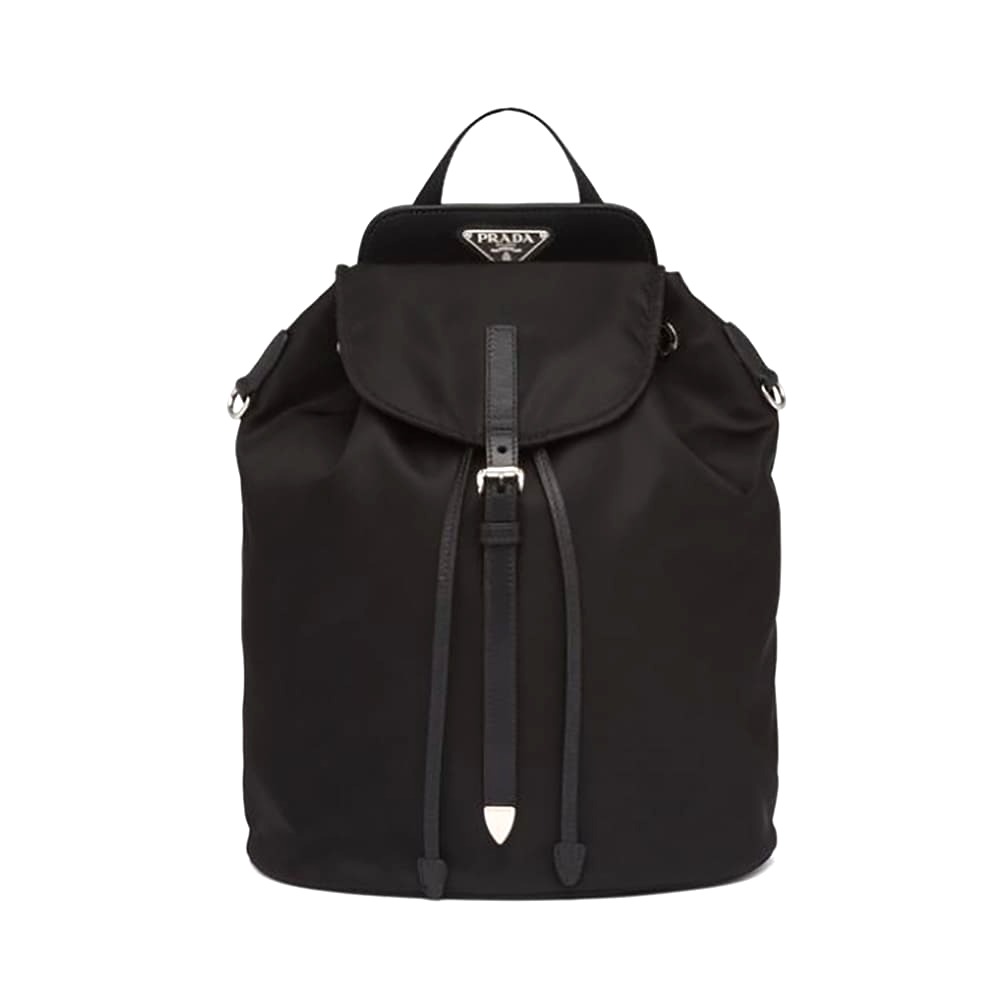 BALO Prada Women Nylon and Saffiano Leather Backpack-Black