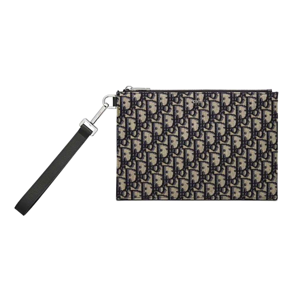 TÚI Dior A5 Pouch Beige and Black Dior Oblique Jacquard