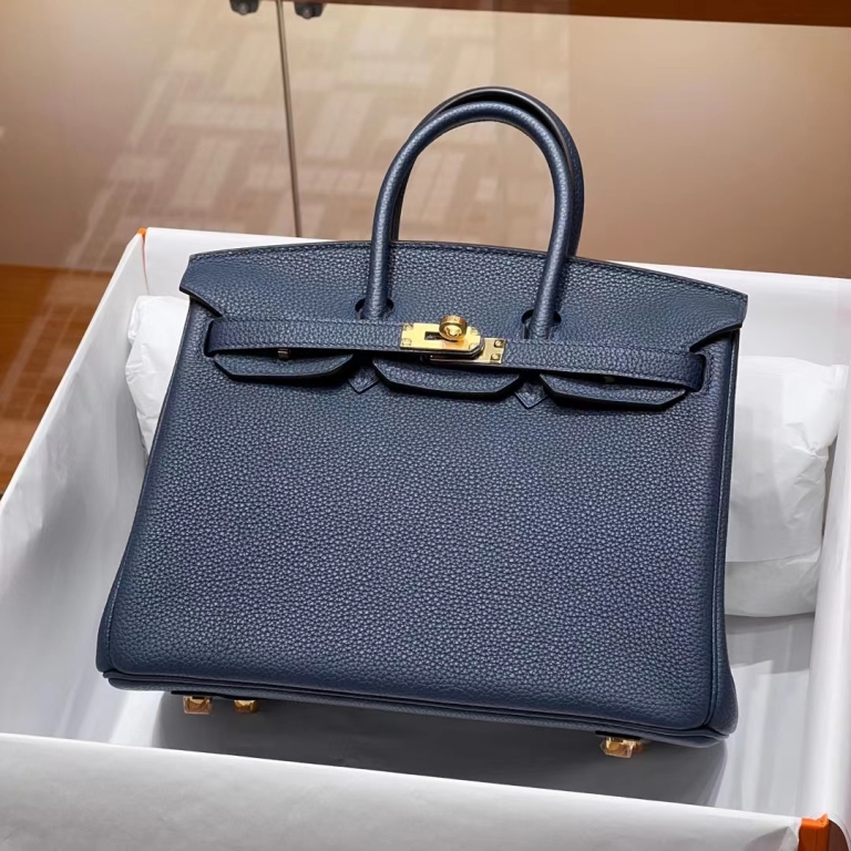 Túi Hermes Birkin Blue Saphir 25CM Handmade khâu tay(Giá liên hệ)