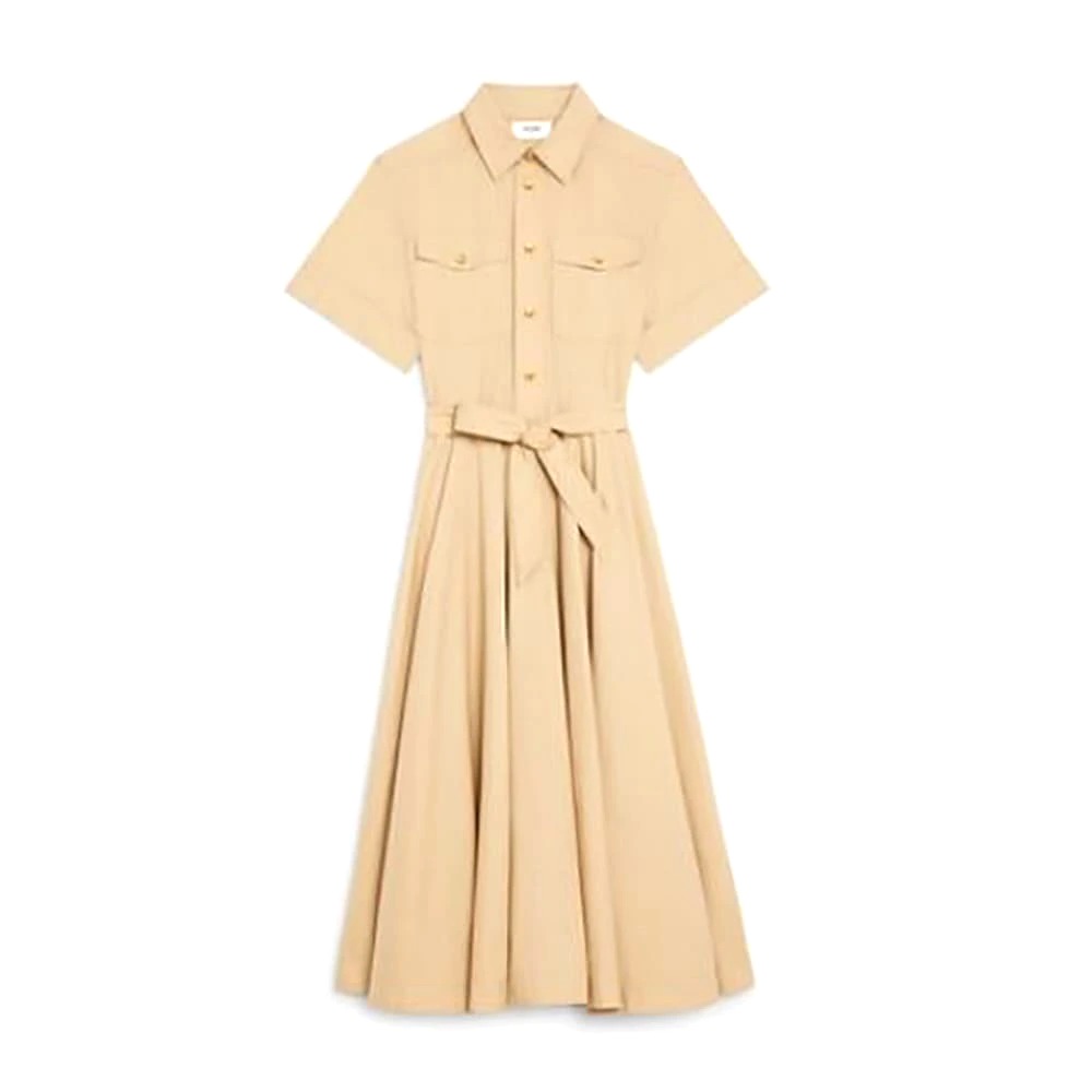 Váy Celine Women Shirt Dress in Lightweight Cotton-Brown