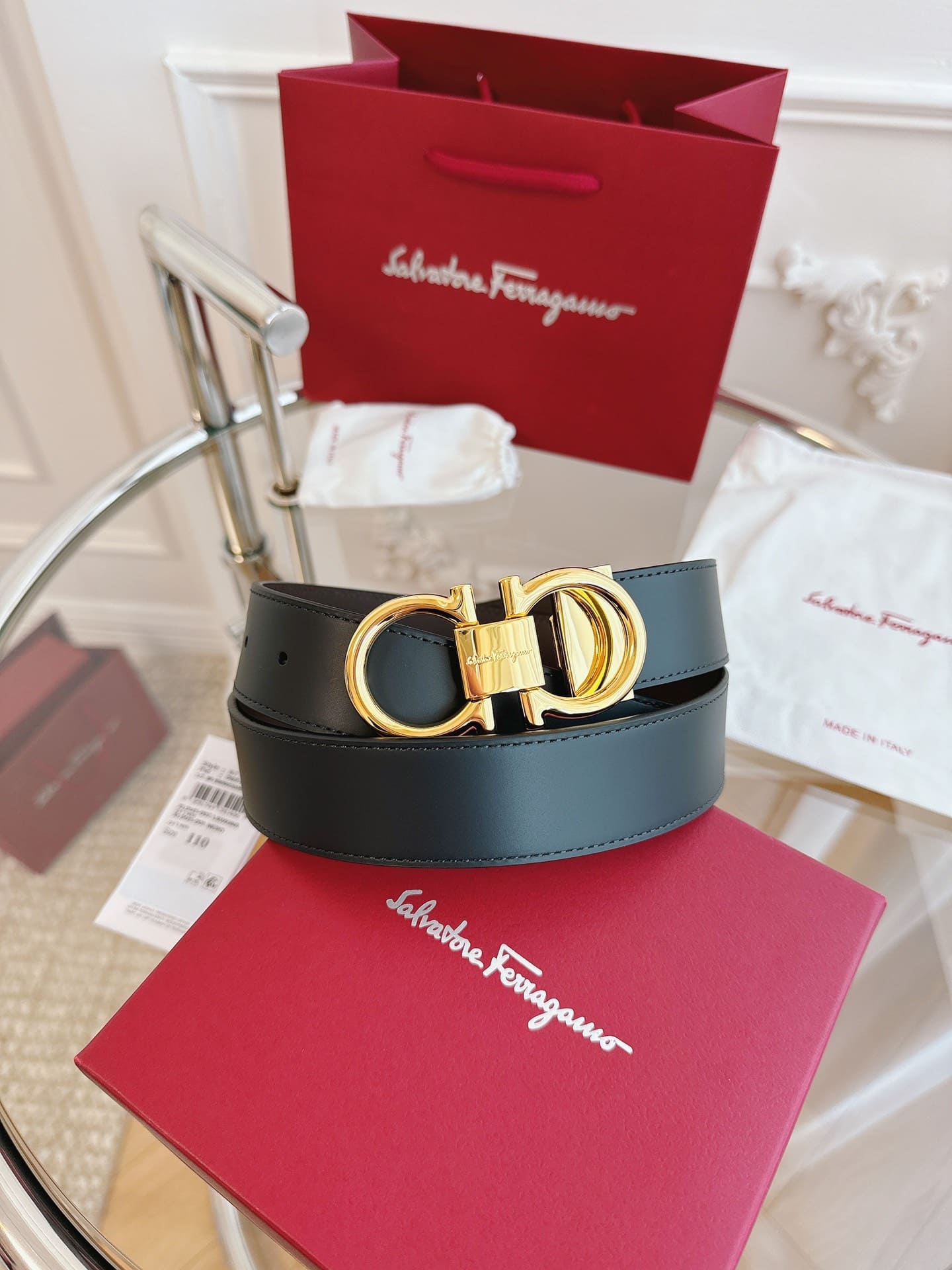 DÂY LƯNG Salvatore Ferragamo Adjustable Gancini Belt Khóa bạc