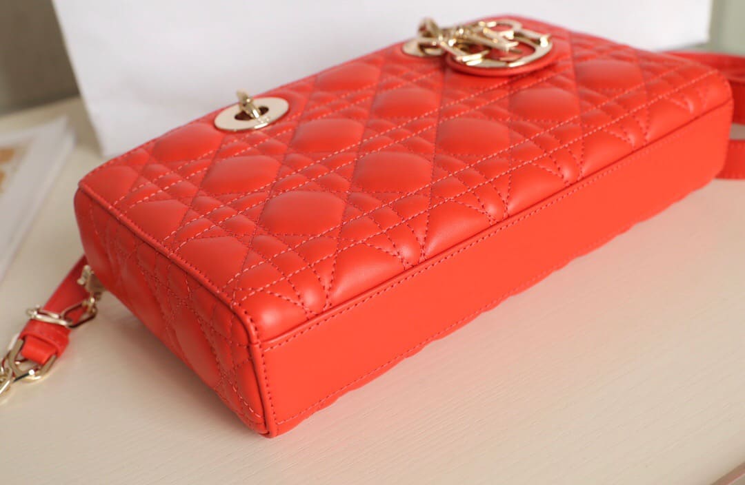 TÚI CHRISTIAN DIOR Lady D-Joy Bag Bright Orange Cannage Lambskin