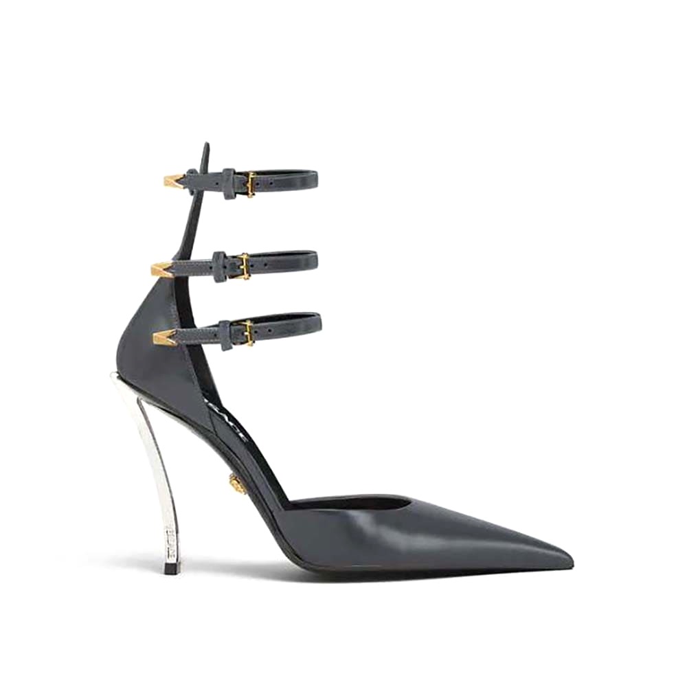 GIÀY Versace Women Pin-Point Pumps in Calf Leather-Gray