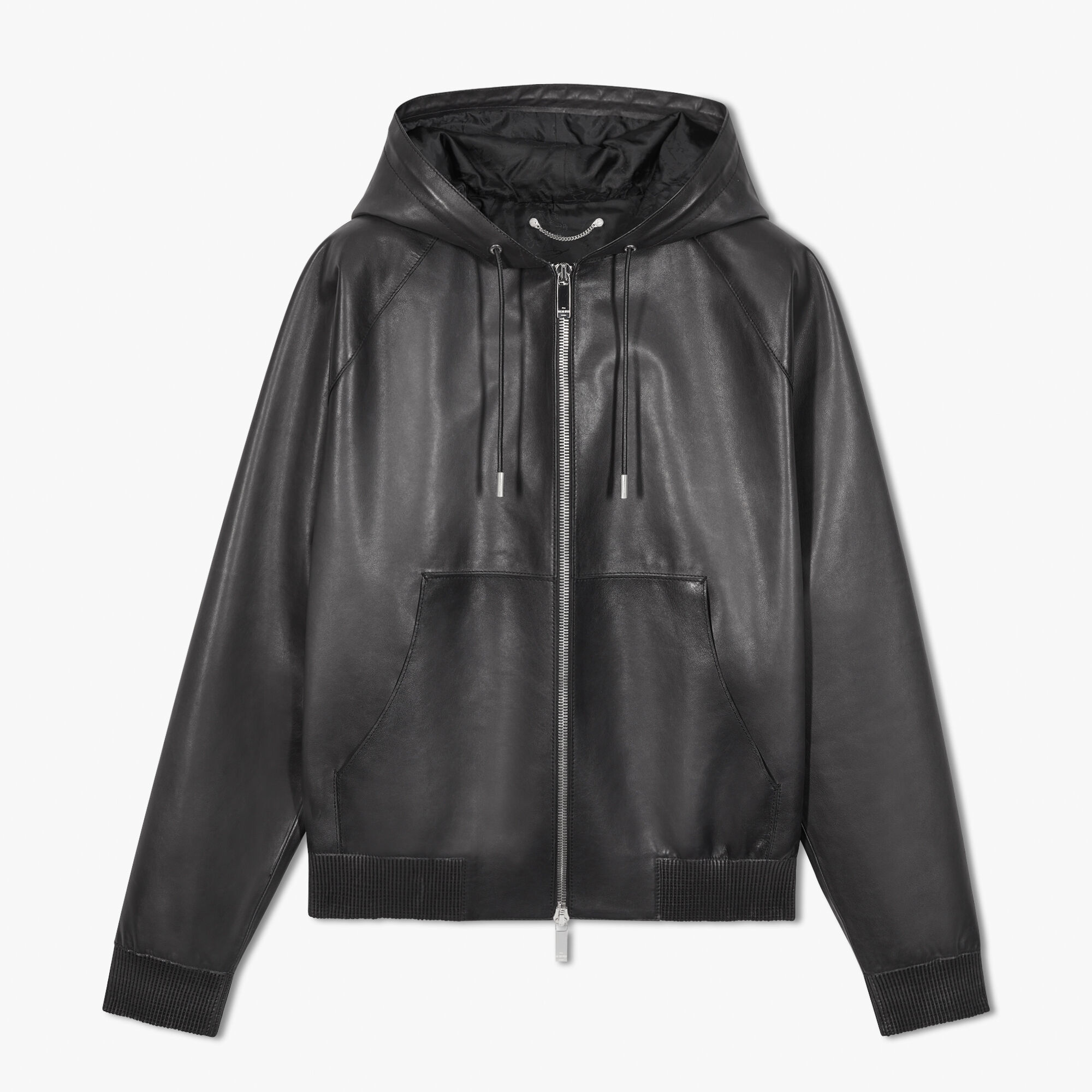ÁO BERLUTI NERO GRIGIO leather jacket SS2021
