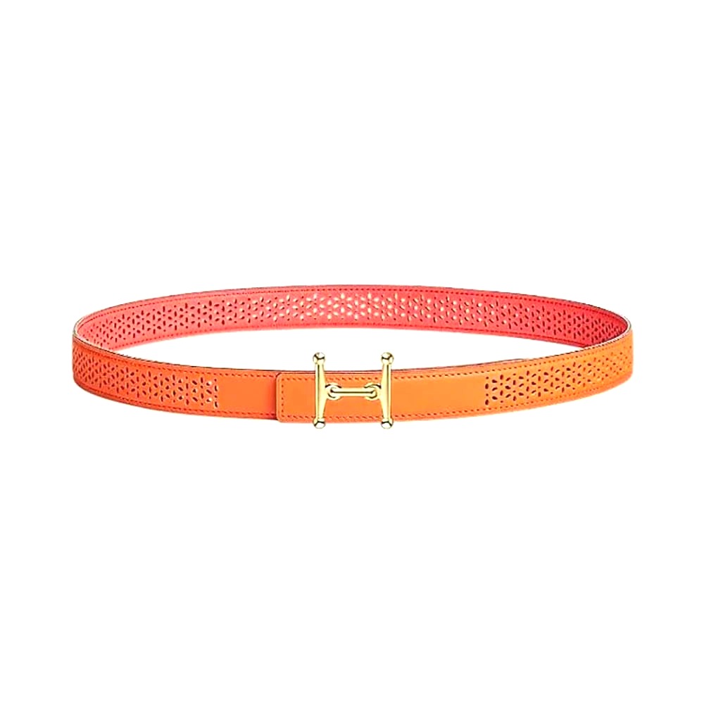 DÂY LƯNG Hermes Women Mors H Belt Buckle & Reversible Leather Strap 24 mm-Orange