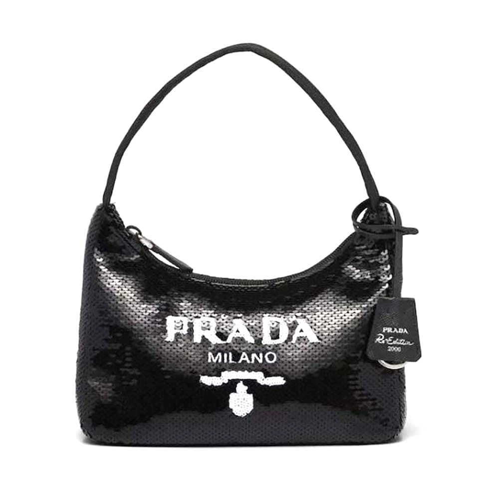 TÚI Prada Women Re-Edition 2000 Sequined Re-Nylon Mini-Bag-Black