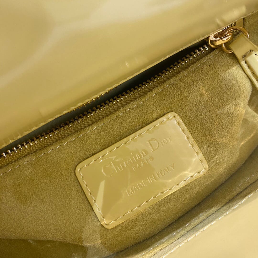 TÚI CHRISTIAN DIOR LADY DIOR Cannage Calfskin Gloss Yellow Top Quality