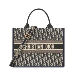 Túi Dior Women Medium Dior Book Tote Blue Dior Oblique Embroidery and Calfskin